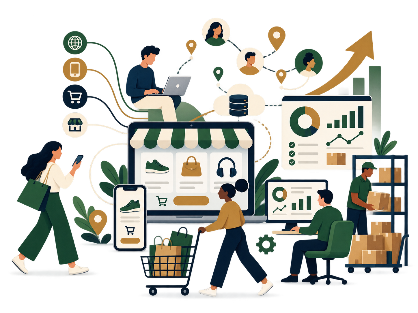 Illustration of digital commerce and transformation